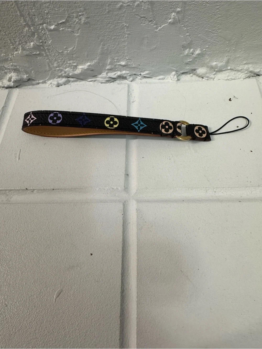 Louis Vuitton Black Multicolor Monogram Strap with Pastel Motifs